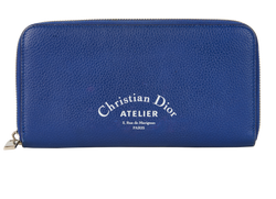 Christian Dior Atelier Long Wallet, Leather, Blue, 0128, 3*